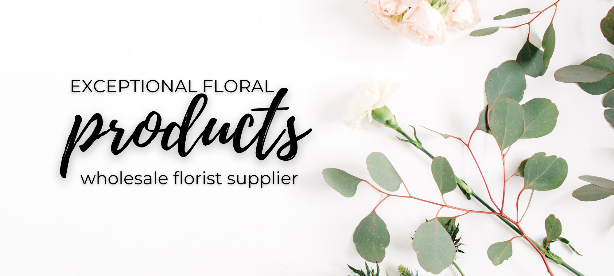 white florals with stems against white background 